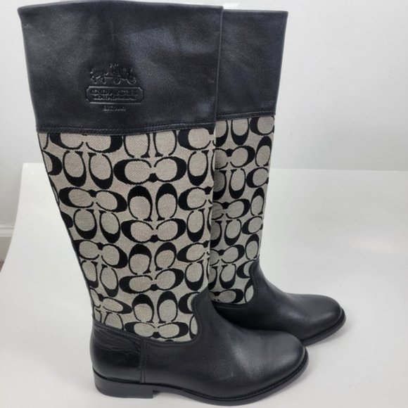 Coach Chrissi Khaki Signature Leather Tall Boots - Picture 2 of 3